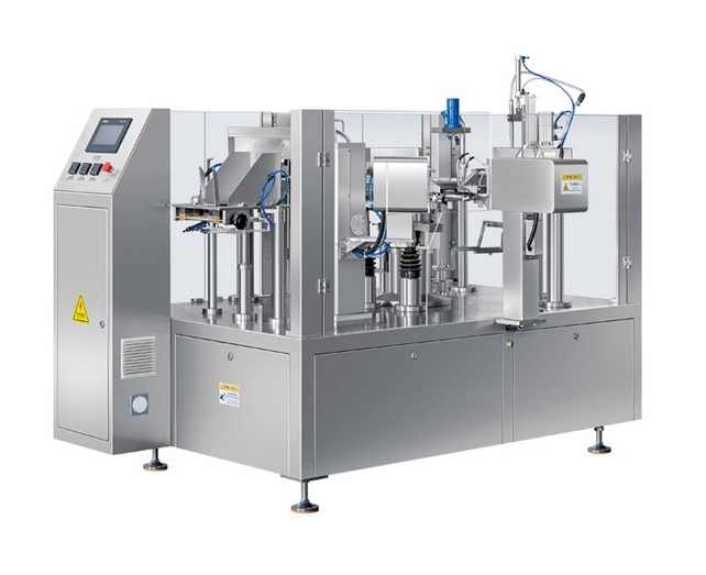 全自動(dòng)復(fù)合醬料給袋式包裝機(jī)工作流程